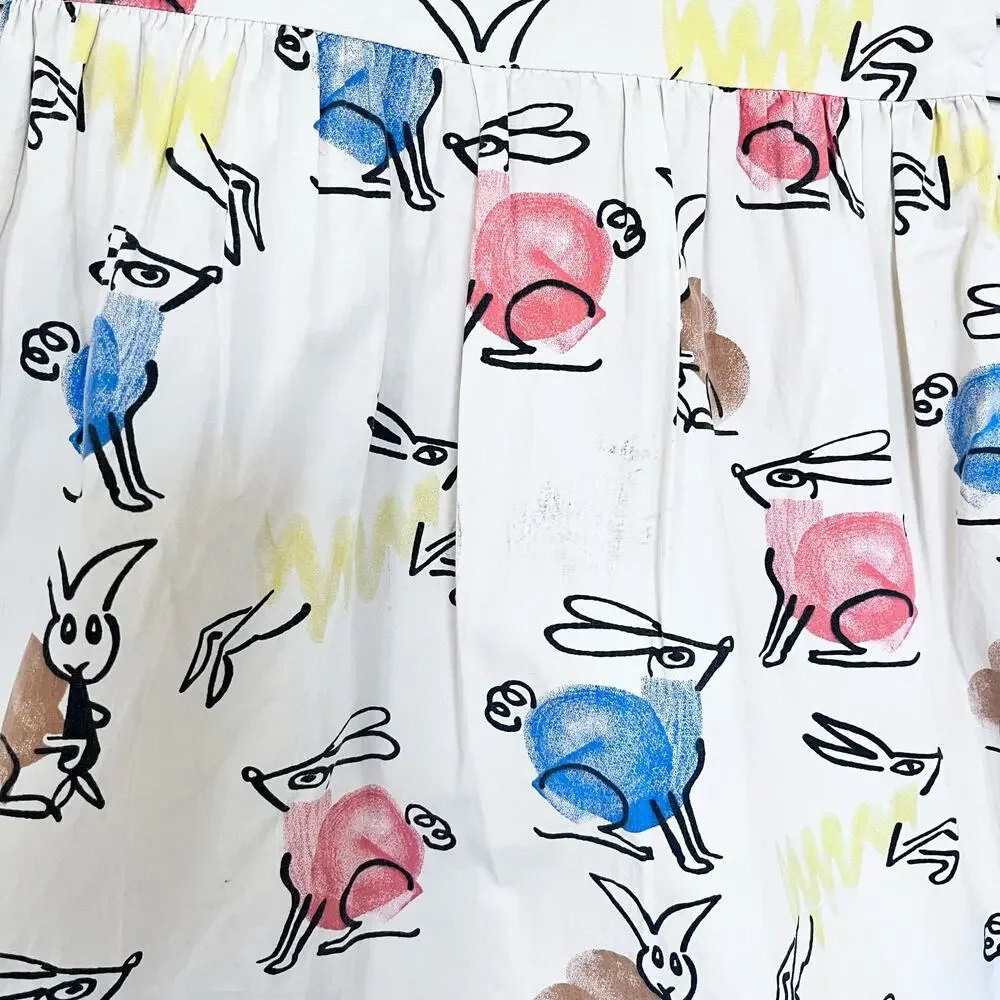 Wynken girls rabbit print poplin dress size 10